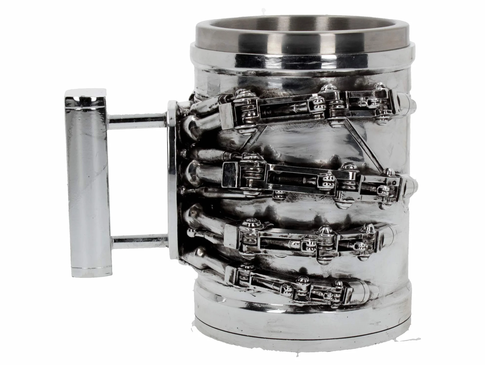 Nemesis Now B4656N9 Terminator 2 zbiornik 17 cm, żywica z wkładką ze stali nierdzewnej, srebrny