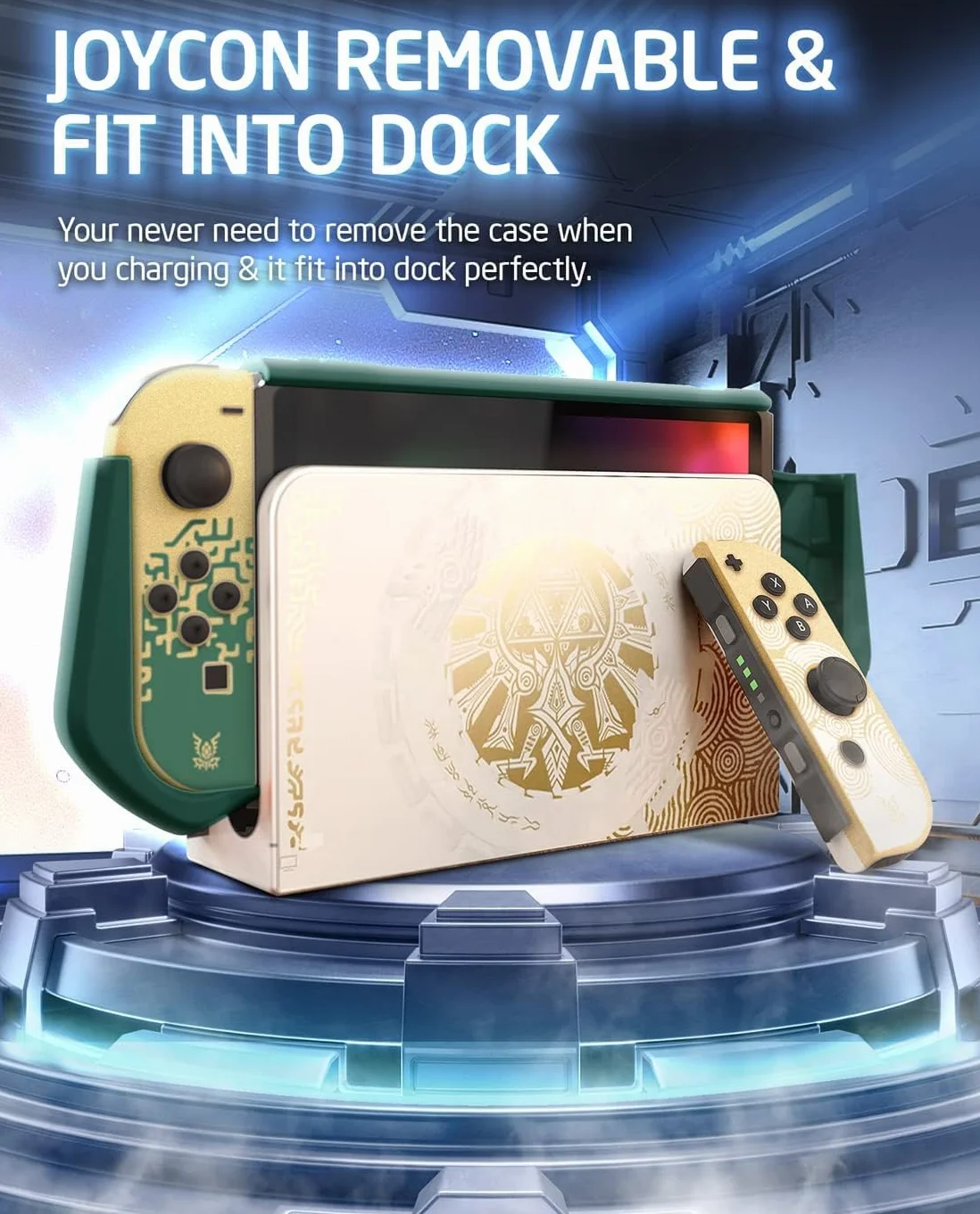 mumba Etui dokowalne do Nintendo Switch OLED 2021, seria Blade, pokrowiec ochronny z TPU, akcesoria kompatybilne z Nintendo Switch OLED 17.8 cm i kontrolerem Joy-Con (Viridian)