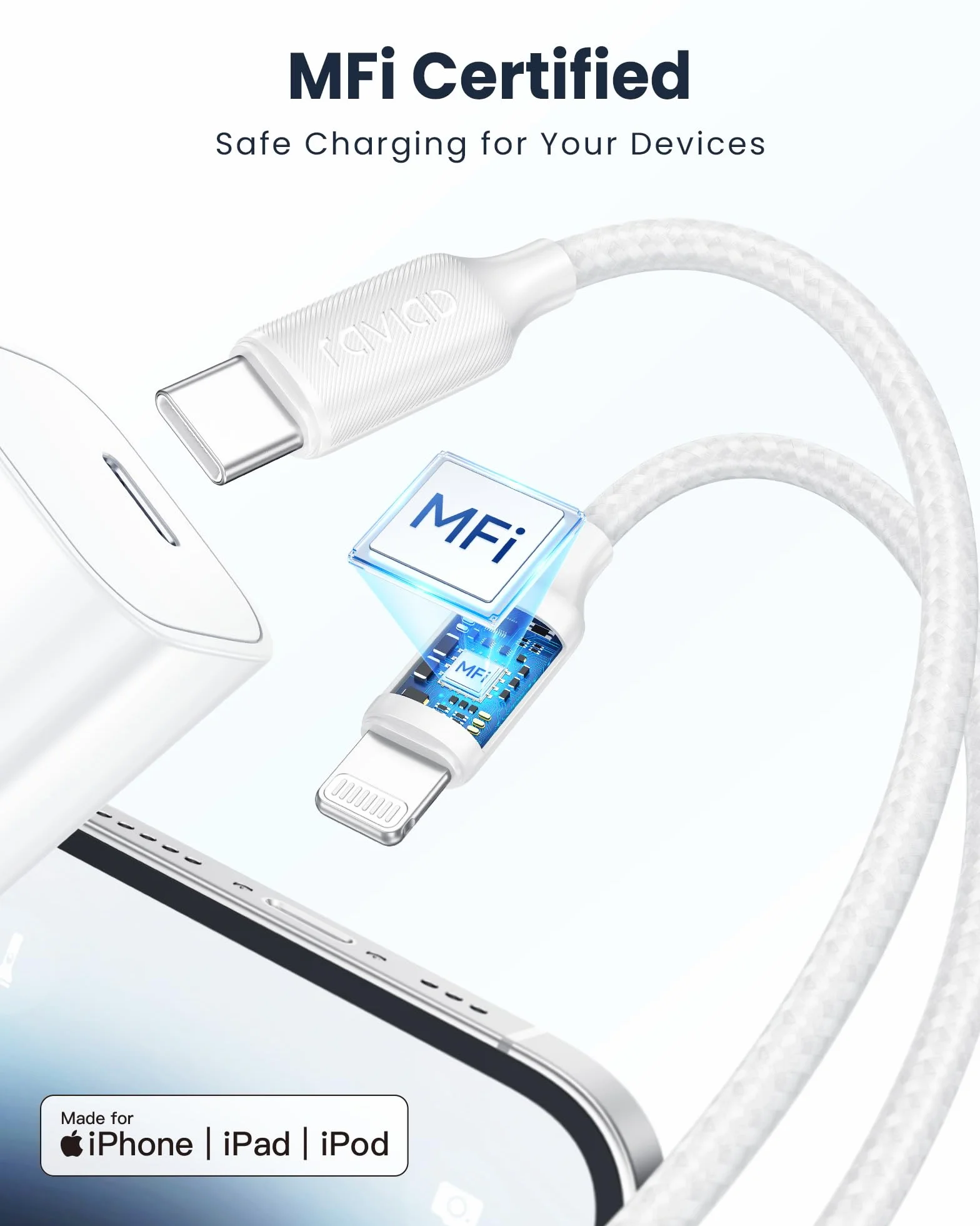 RAVIAD Kabel USB C do Lightning [3 m / zestaw 2 sztuk] Certyfikat MFi Kabel USB C Błyskawiczne ładowanie Zasilanie Przewód Lightning USB C do iPhone 14/13 Pro Max/12/11 Pro Max/11/SE 2020/XR/XS/X/8