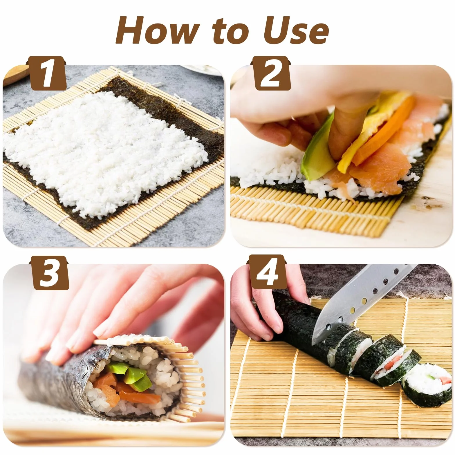 Mata do sushi bambusowa 24 x 24 cm naturalna rolka do maki