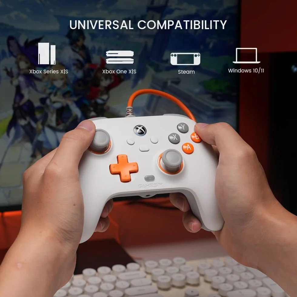 GameSir T7 Wired kontroler do Xbox Series X|S, Xbox One i Windows 10/11, Plug and Play, gamepad z efektem Halla Joysticks/Hall Trigger, 3,5 mm Audio Jack - biały