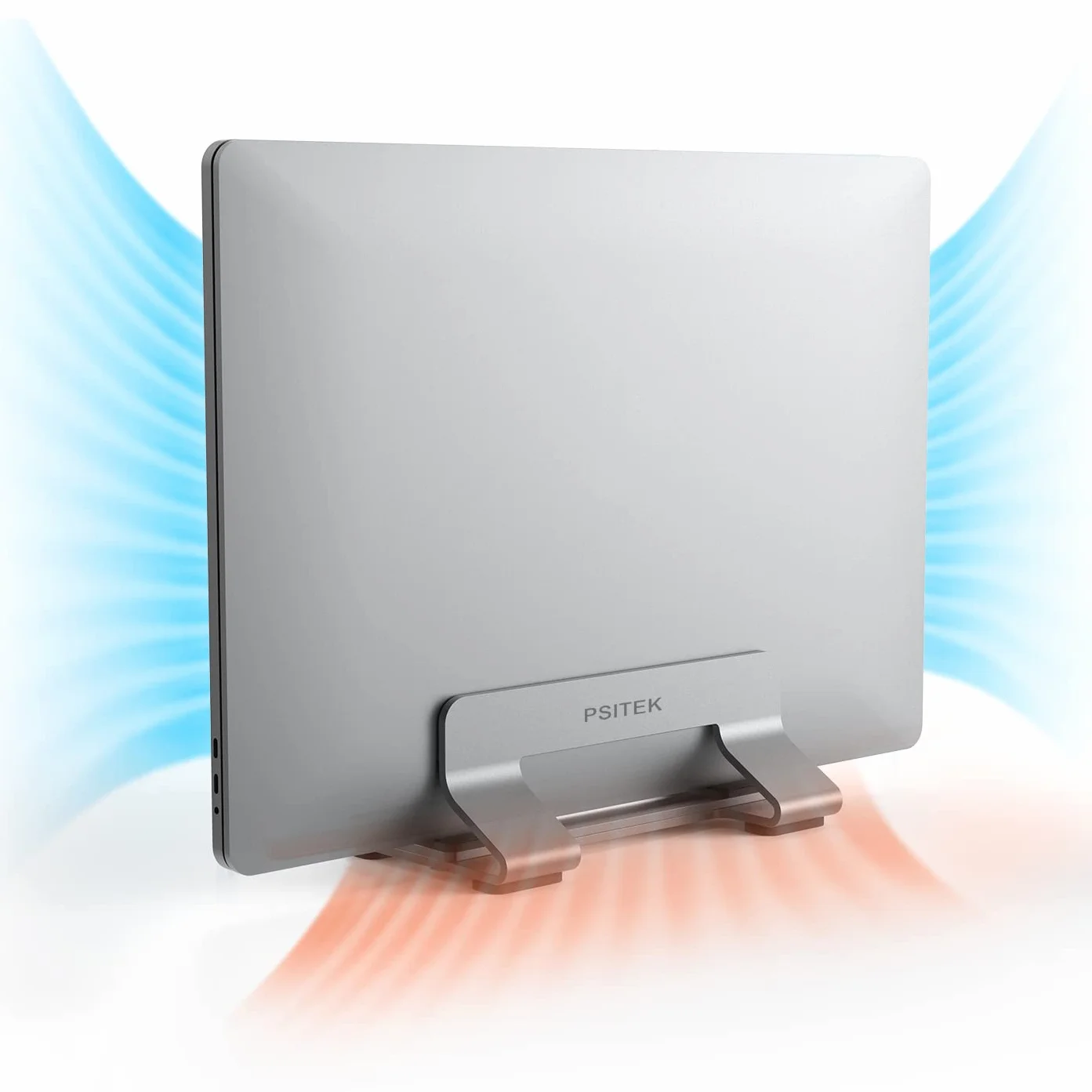 Aluminiowy Pionowy Stojak na Laptopa z Uchwytem Dokującym, Regulowana Szerokość Szczeliny 12-42mm, Oszczędność Miejsca na MacBooka i Laptopy