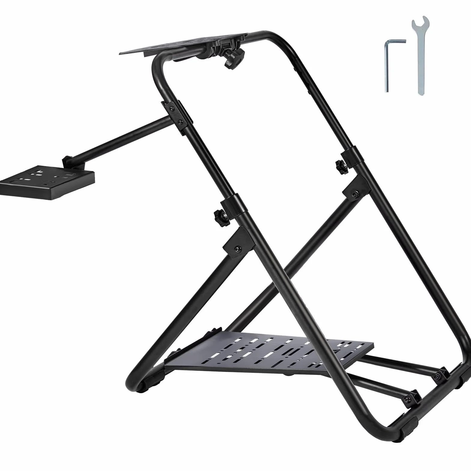 VEVOR Składany stojak na kierownicę wyścigową, uniwersalna podstawa z regulacją wysokości, kompatybilna z Logitech & Thrustmaster Racing Wheel and , wytrzymała rama Standard GT/Formuła Siedzenie