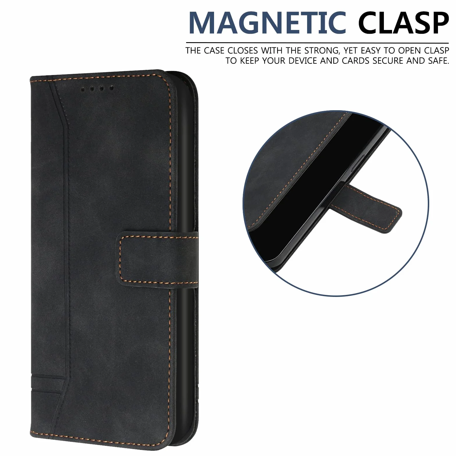 Etui na iPhone 12/iPhone 12 Pro, Wysokiej Jakości Skóra PU, Osłona Tpu z Uchwytem na Karty, Magnetyczna, Etui z Klapką z Portfelem, Pokrowiec na iPhone 12/12 Pro (Czarny)
