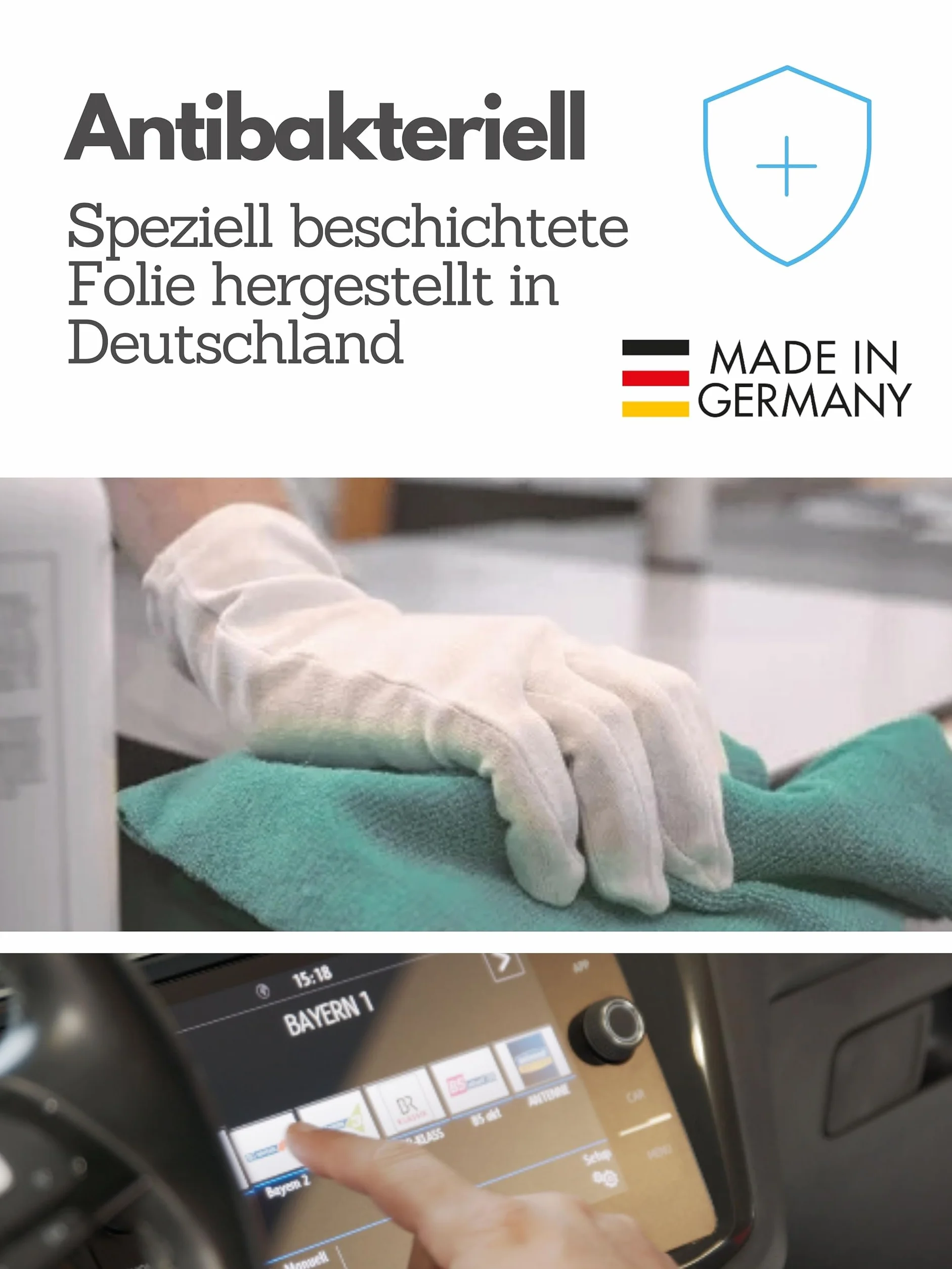 DISSKIN® Folia ochronna na wyświetlacz kompatybilna z Skoda Superb III Columbus - samoregenerująca się pod wpływem ciepła, matowa, powłoka antybakteryjna, ochrona przed odciskami palców