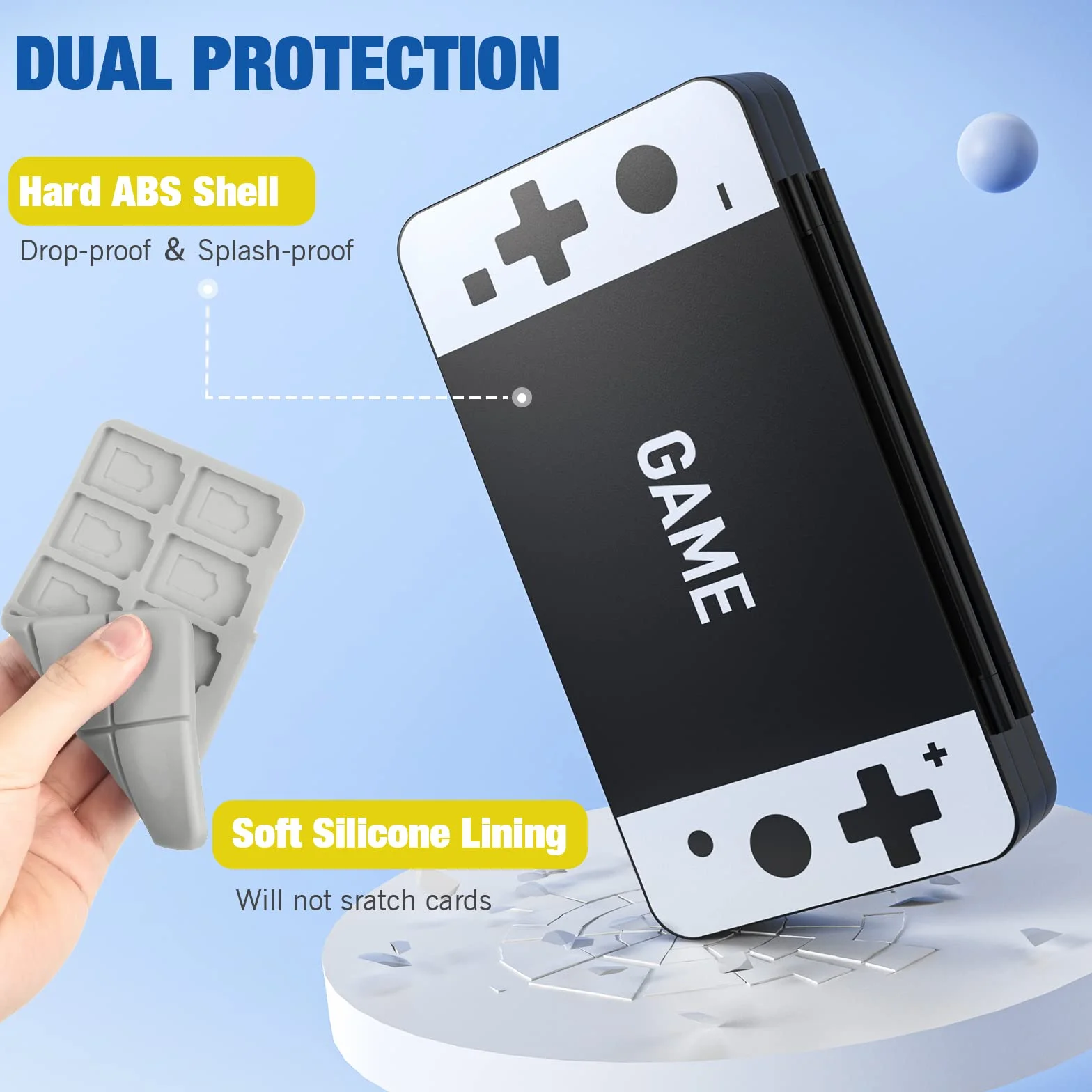 MoKo 48 Game Card Case for Nintendo Switch 2 / Switch OLED / Lite, Portable Game Storage Holder Case with 48 Game Card Slots & 24 Micro SD Cards Slots, BkWhtG