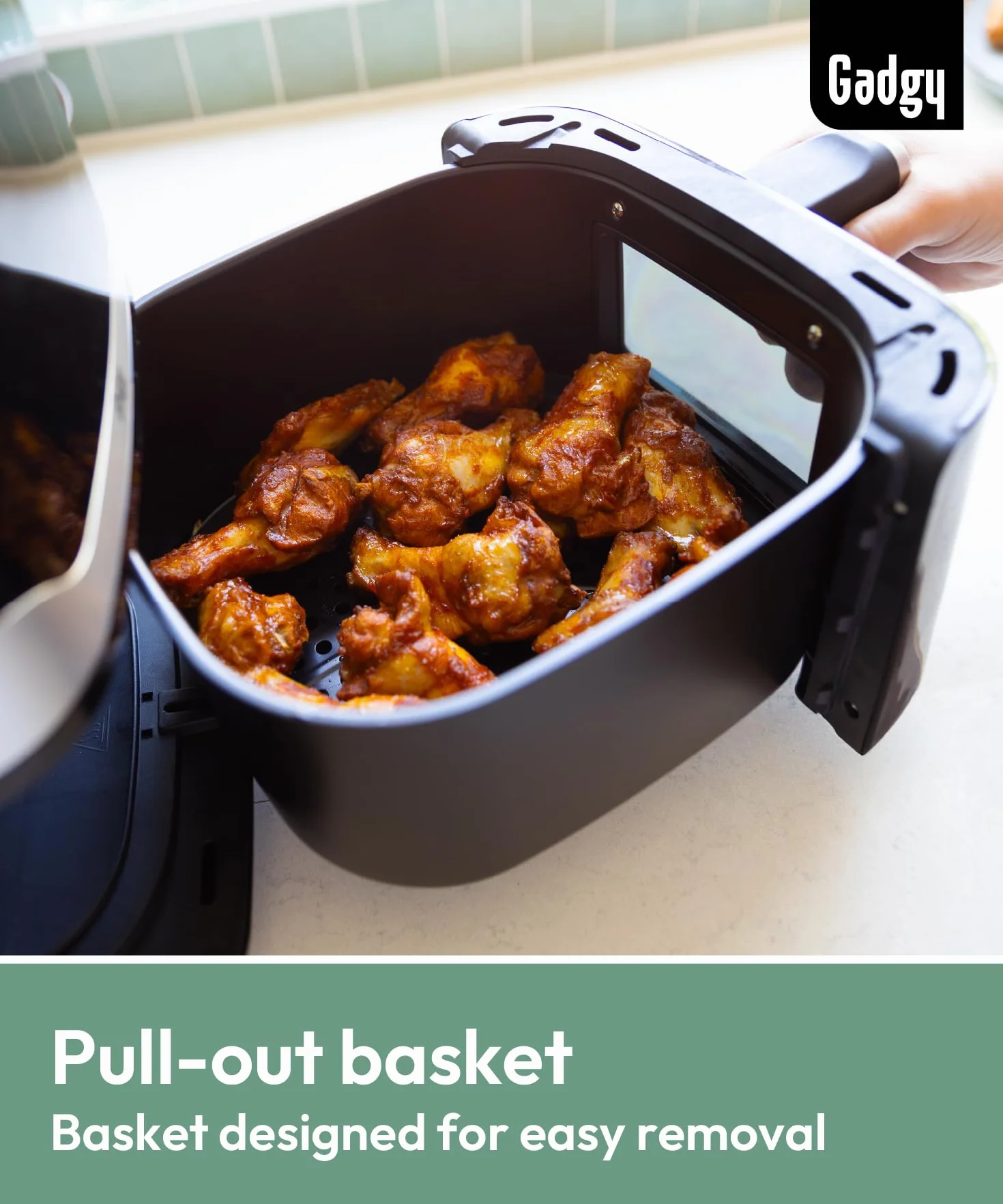 Gadgy Frytkownica Beztłuszczowa z Okienkiem 5L - Airfryer z Powłoką Nieprzywierającą - 1400W Frytura Bez Oleju - Regulowana Temperatura 80°C-200°C - Cyfrowy Ekran Dotykowy