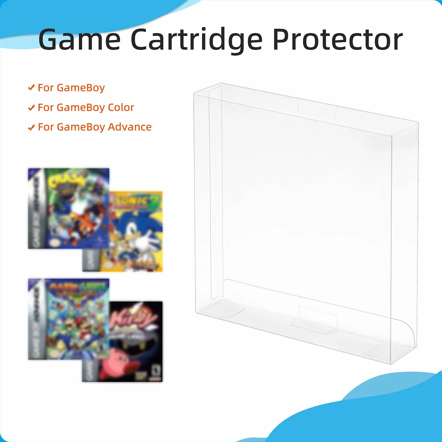 Mcbazel LOT 10 Clear Protective Covers for GameBoy/GameBoy Color/GameBoy Advance Game Cartridges (Set of 10)
