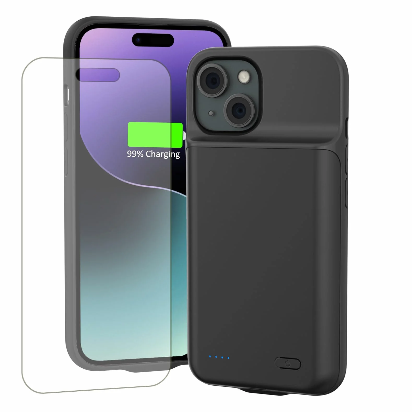 etui z akumulatorem na iPhone 15 (6,1"), 8500 mAh, 15 W Power Bank, etui z dodatkowym akumulatorem, etui na telefon z ładowarką, etui na akumulator, etui z ładowarką na iPhone 15, etui z