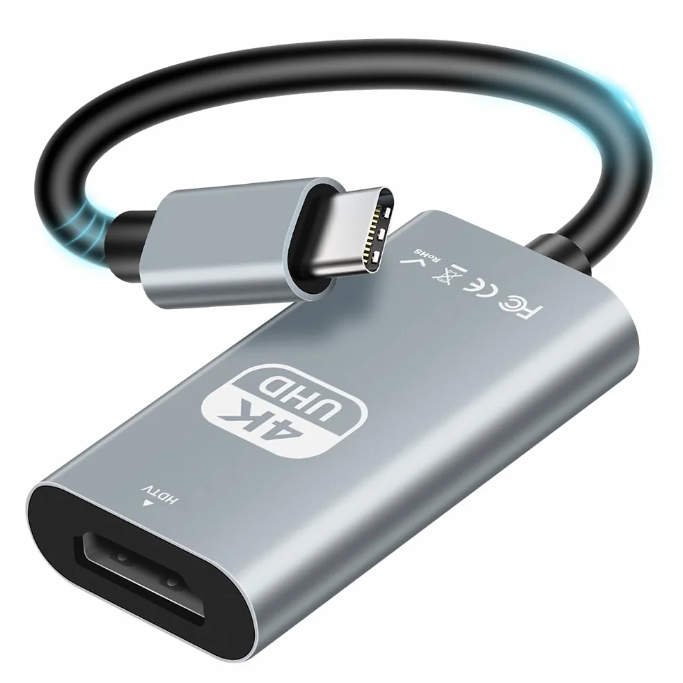 AXFEE Adapter USB C na HDMI, adapter 4K przy 30 Hz typu C na HDMI, konwerter Thunderbolt 3 na HDMI, kompatybilny z telefonem z serii 15, MacBook Pro/Air, i-Pad Pro, Surface Book