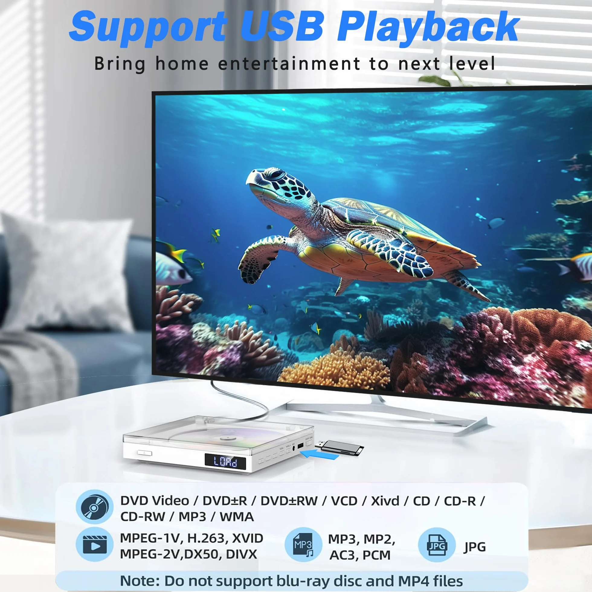 Mini odtwarzacz DVD HDMI, odtwarzacze DVD bez ograniczeń regionalnych do telewizorów Smart TV z funkcją skalowania do 1080P HDMI, wyjściem AV, odtwarzaniem z USB, wbudowanym systemem NTSC/PAL