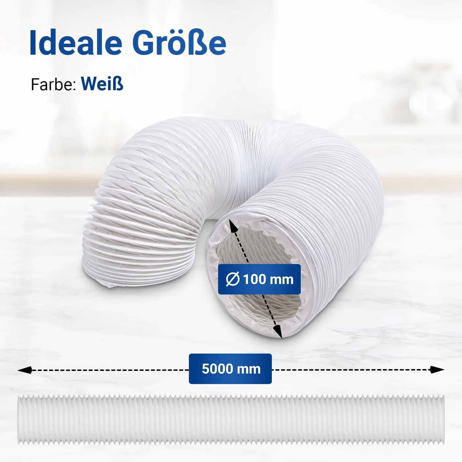 Wąż wylotowy powietrza 100 mm/5 m PVC elastyczny wąż do klimatyzatora okap suszarki do bielizny
