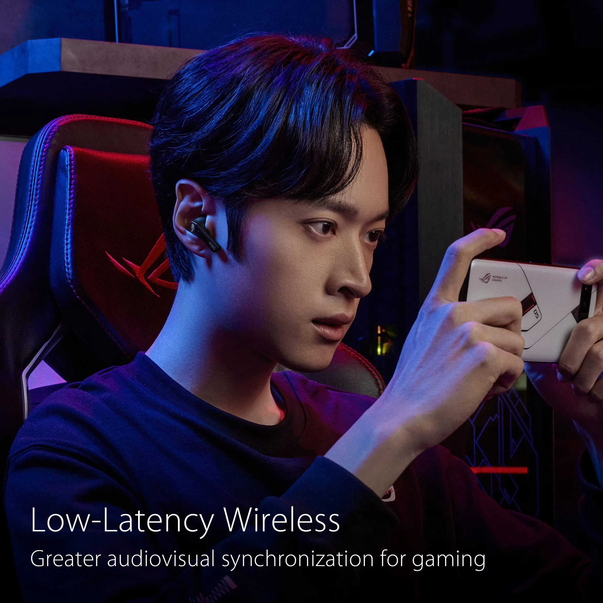 ASUS ROG Cetra True Wireless - bezprzewodowe słuchawki douszne do gier z połączeniem o niskim opóźnieniu, ANC, do 27 godzin baterii dzięki zintegrowanej obudowie ładującej, wodoodporności IPX4.