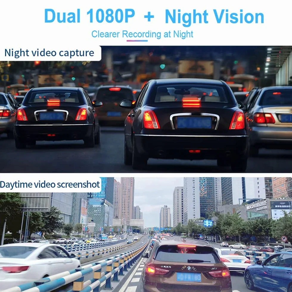 VSYSTO Rejestrator Jazdy Motocyklem Nadzór Parkowania Flameout Video Podwójna Kamera Przednia i Tylna 1080P 140 ° Szeroki kąt 3-calowy Ekran IPS WiFi GPS Pełne Ciało Wodoodporny Noktowizorz