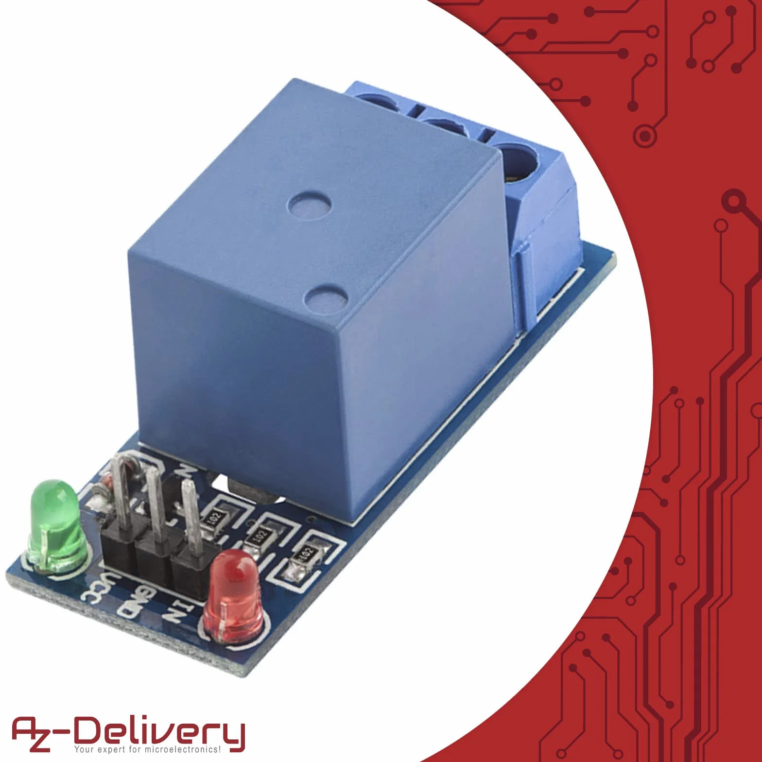 AZDelivery 1-przekaźnik 5V KF-301 moduł wyzwalacza niskopoziomowego kompatybilny z Arduino i Raspberry Pi wraz z e-bookiem!