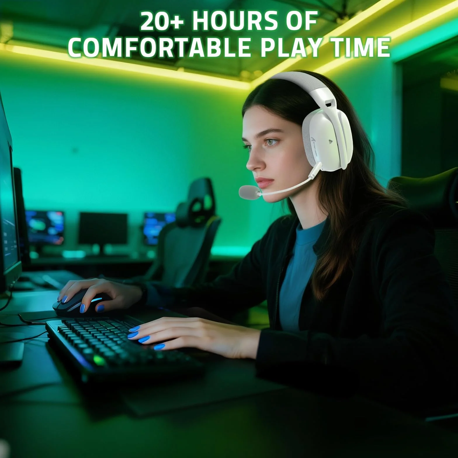 ATTACK SHARK L80PRO Bezprzewodowy Headset Gamingowy 3D Surround 40 mm 2.4G BT Przewodowy Biały