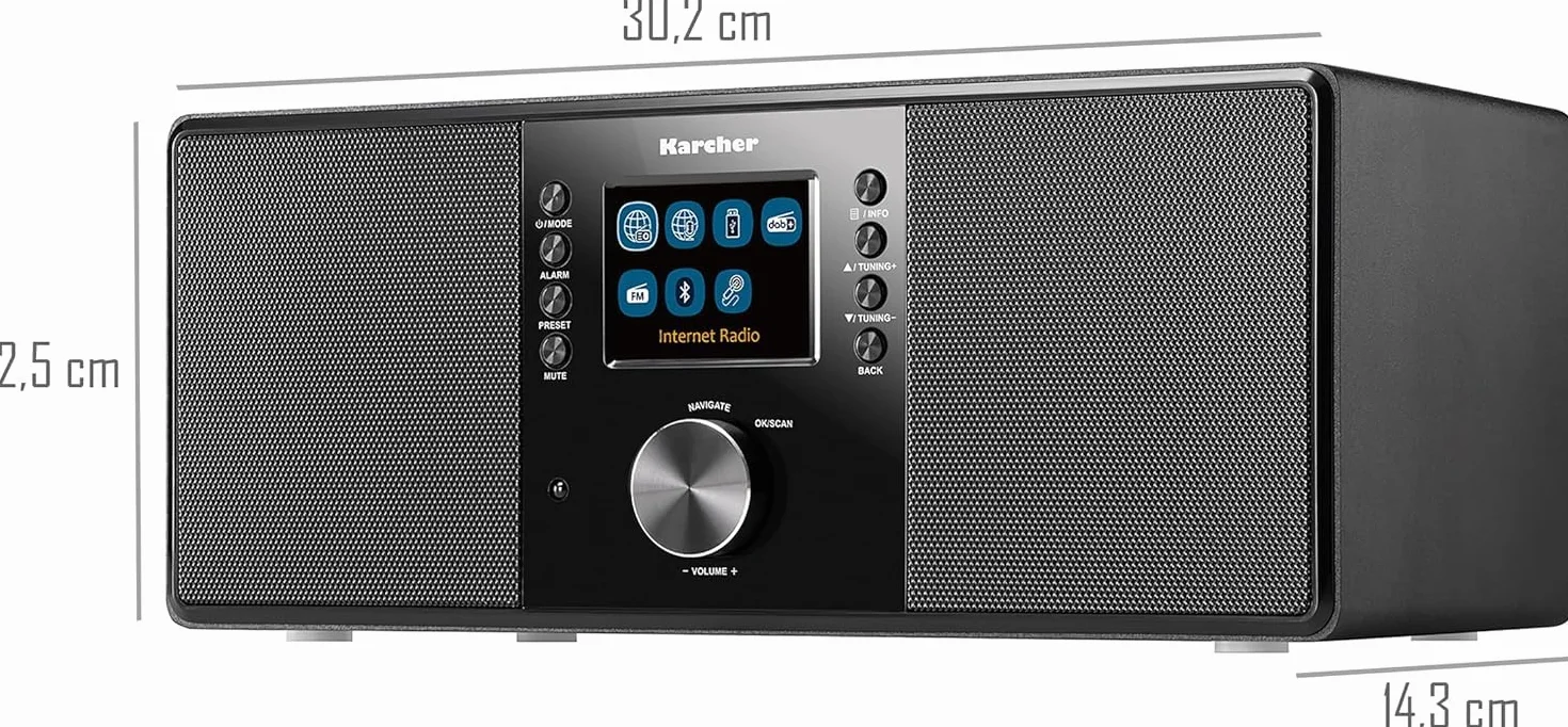 Karcher DAB 7000i radio internetowe DAB+ FM WiFi Bluetooth kolorowy wyświetlacz USB AUX 14 W