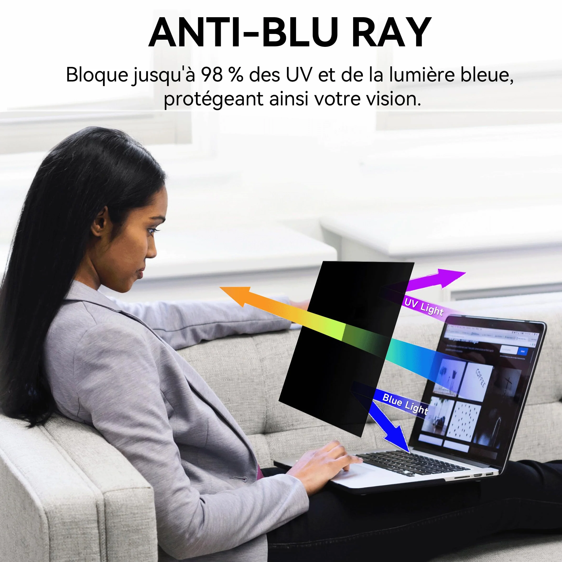 Filtr prywatności 15,6 cala 16:9, przenośny ekran komputera, kompatybilny z HP/Dell/Acer/Lenovo/Thinkpad/Envy, zdejmowana ochrona przed szpiegiem/niebieskim światłem ochrona ekranu laptopa