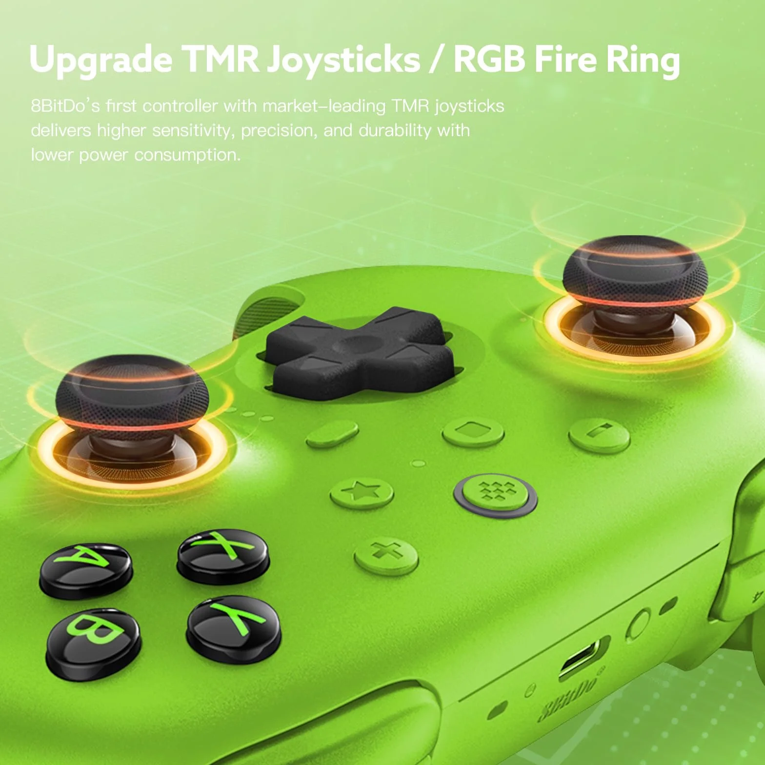 8BitDo Ultimate 2 Wireless Controller dla PC/Android/Apple/Steam TMR Joysticka, Przełączalne Wyzwalacze Efektu Halla/Dotykowe, Światło RGB, 2.4G Kontroler Gier 8Speed ​​Wireless Tech Stacją Ładującą