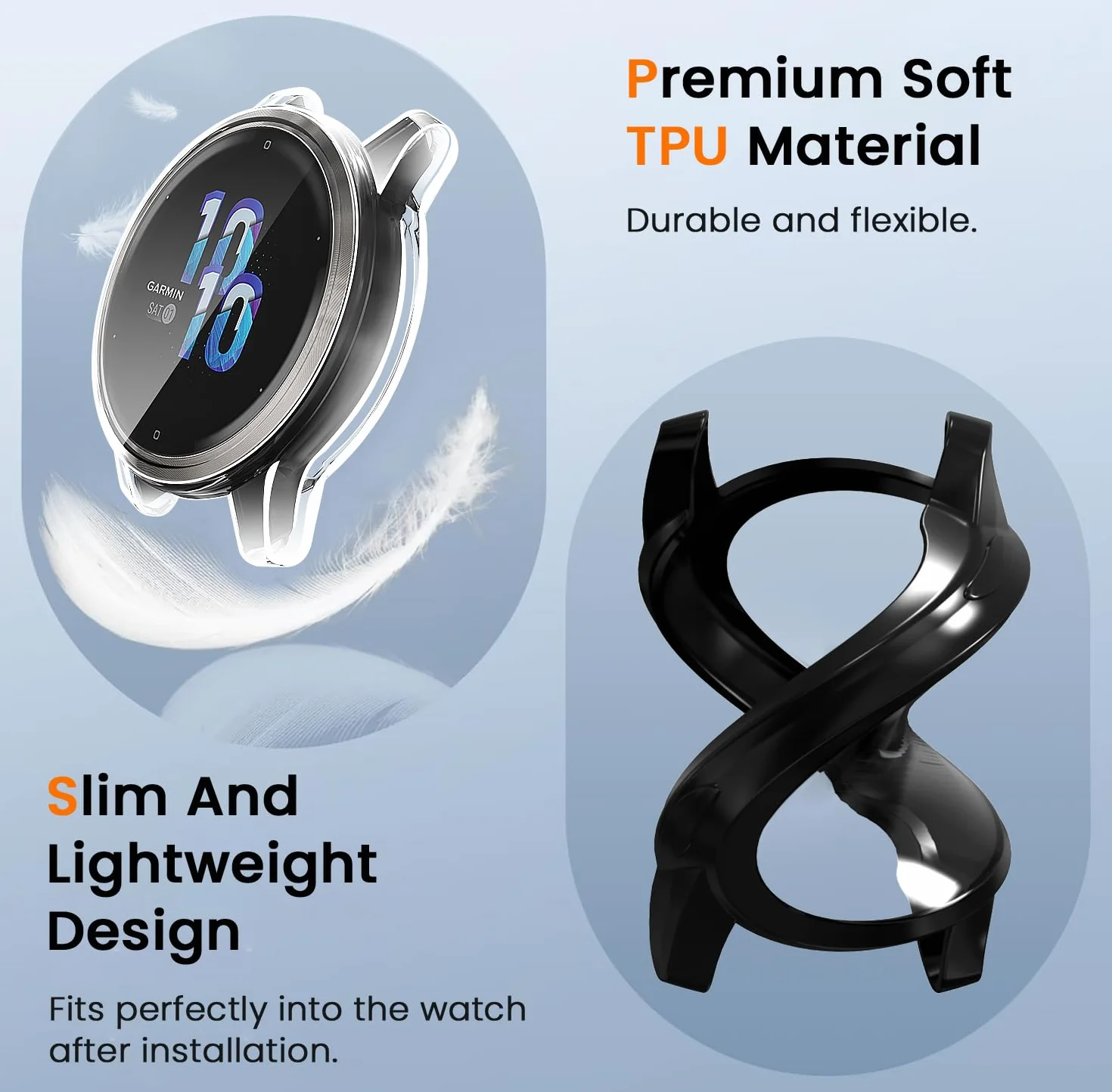 ivoler 3 sztuki etui z osłoną ekranu do Garmin Vivoactive 4 45 mm / Garmin Venu 2 45 mm, pełne etui ochronne z miękkiego TPU, cienkie, odporne na zarysowania etui (2 przezroczyste i 1 czarne)