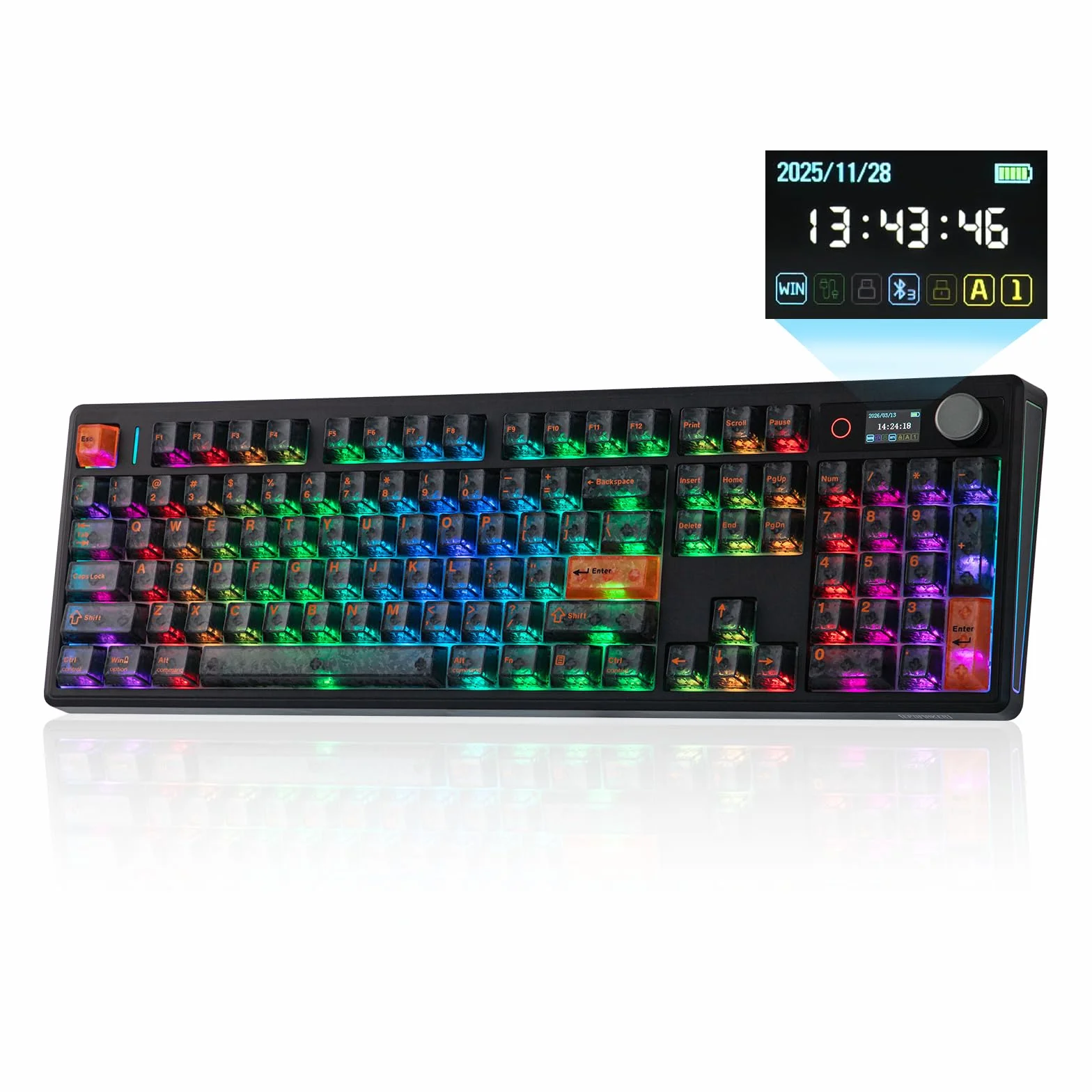 EPOMAKER TH108 V2 PRO duża klawiatura mechaniczna 10000 mAh BT 2,4 GHz PBT Mac hot swap RGB bezprzewodowa QWERTY