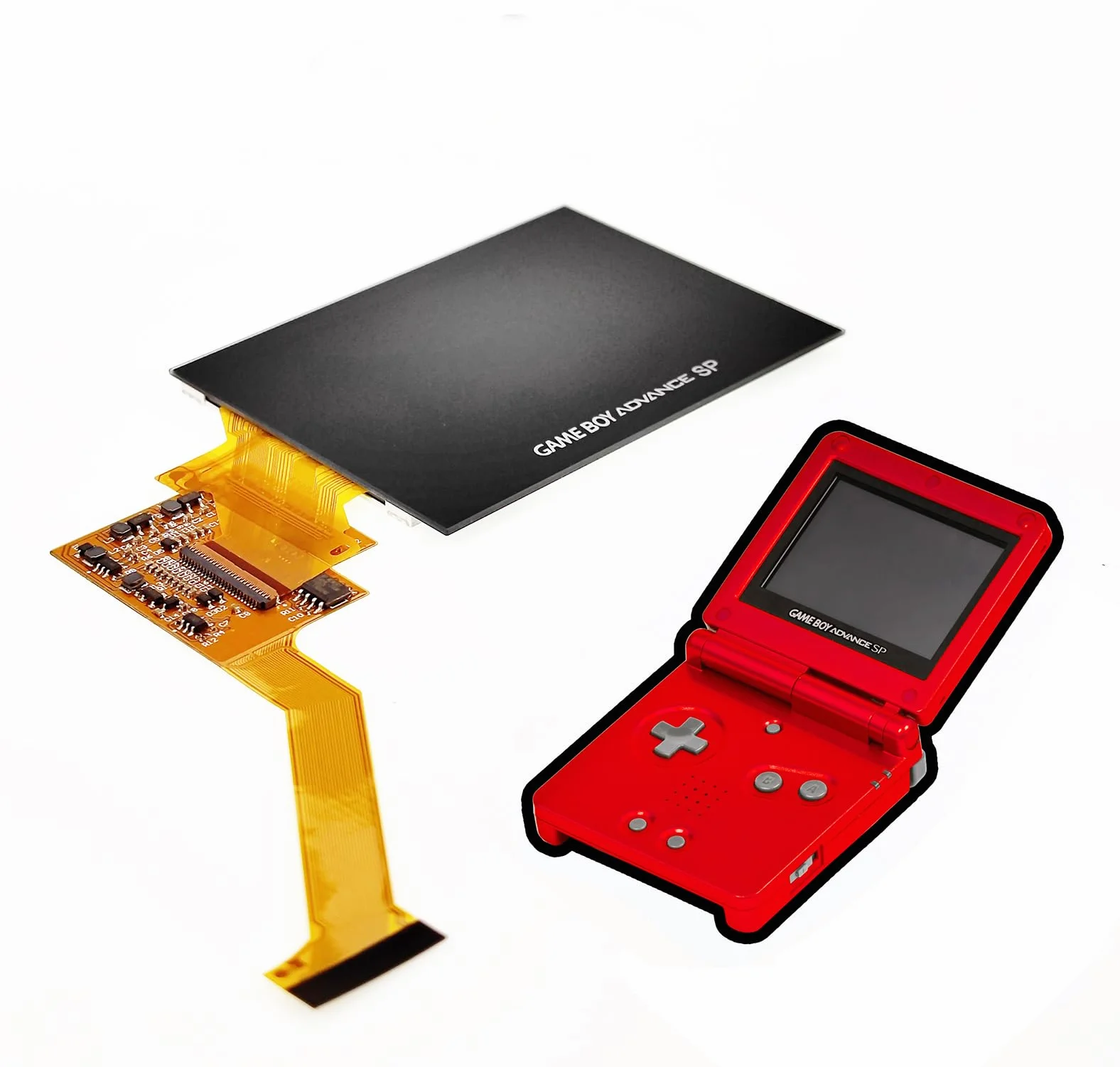 GBASP IP Display Mod Kit V3 rozjaśniający moduł ekranu zamiennik do Gameboy Advance GBA SP, 8 poziomów jasności, OSD