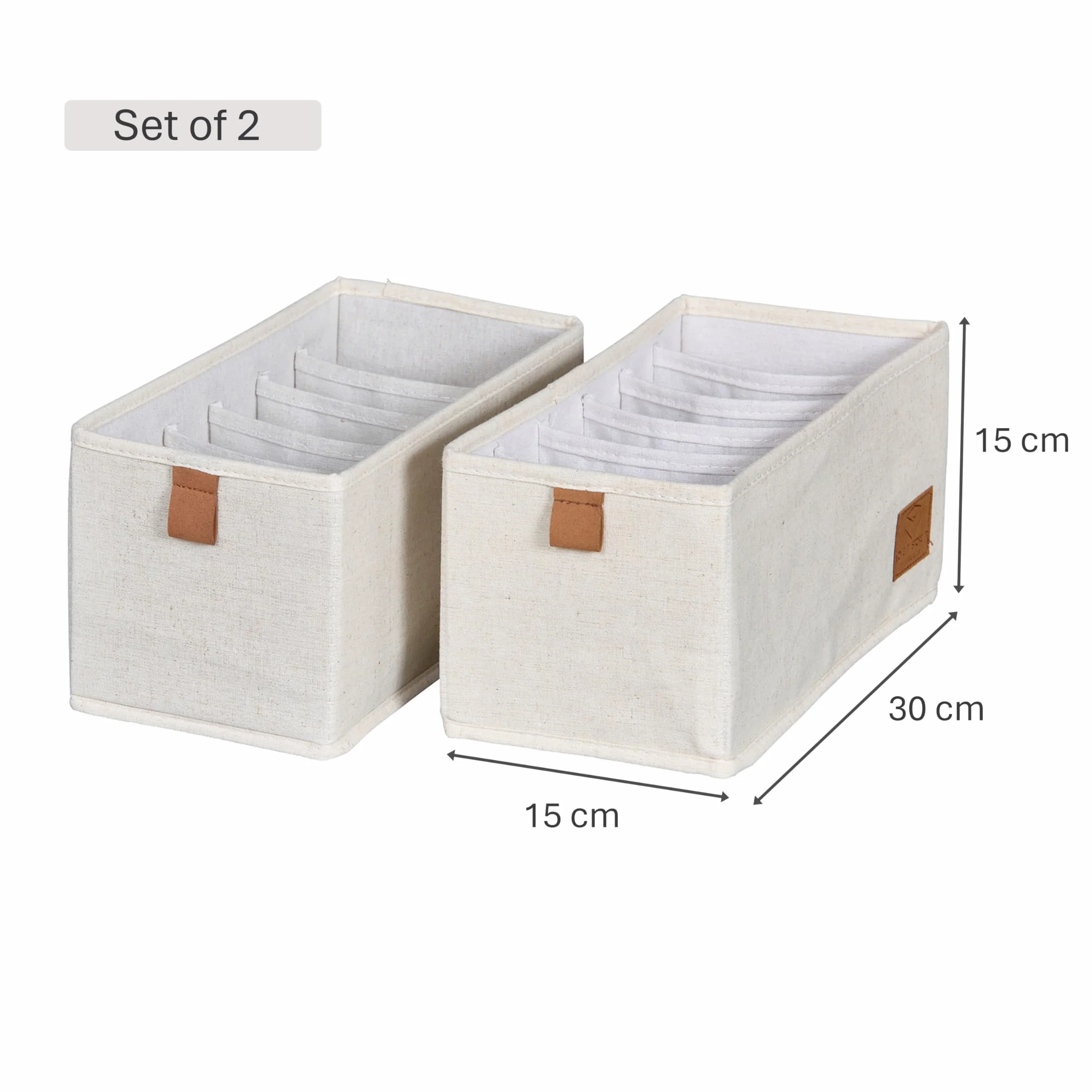 Natura Premium Pudełka Len Beżowy 30 x 15 x 15 cm 2 sztuki