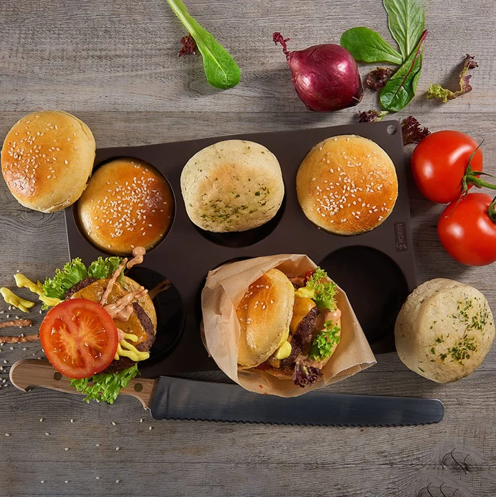 Lurch FlexiForm Burger Buns zestaw 2 formy do pieczenia z silikonu 8,5 cm