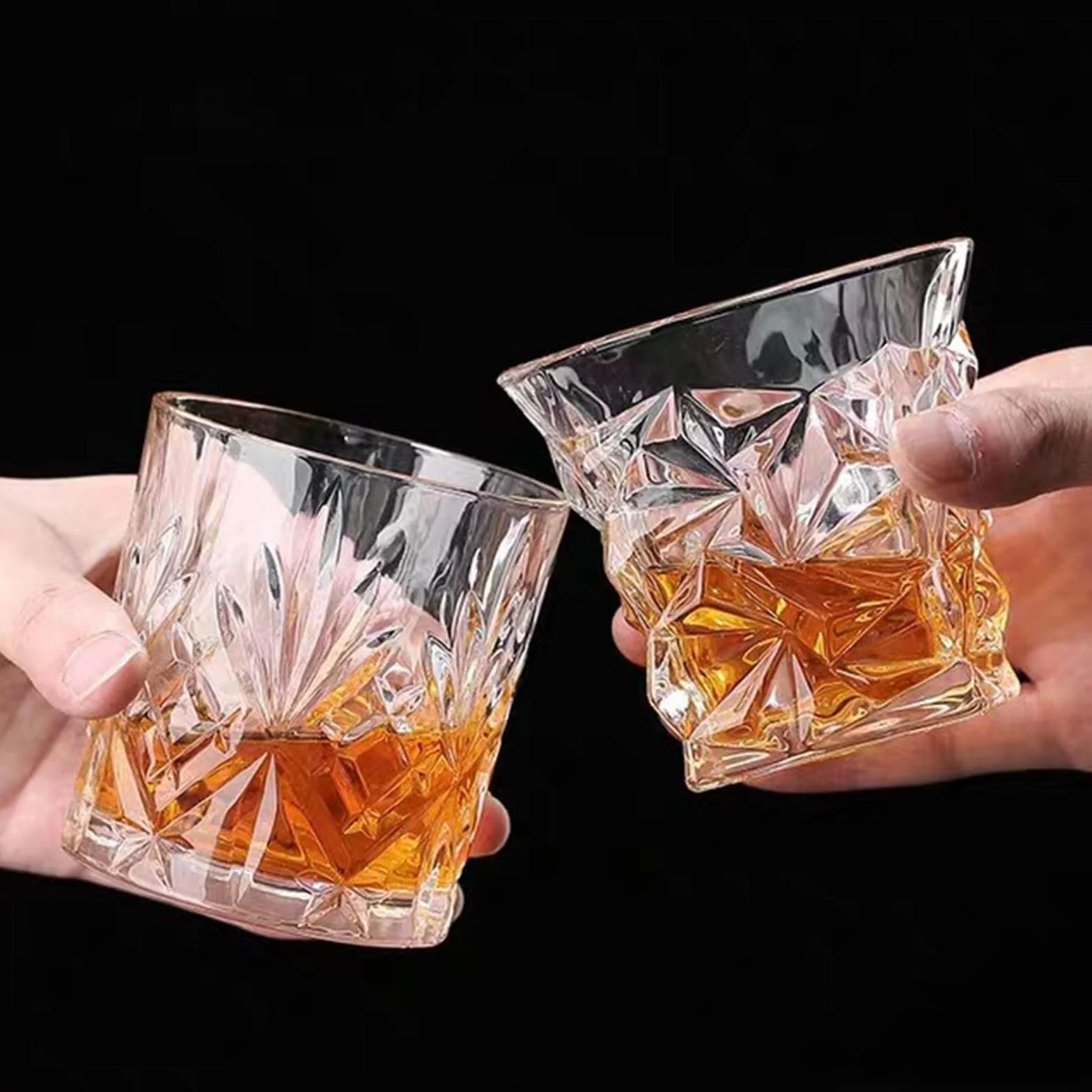 Bezołowiowe Kryształowe Kieliszki Do Whisky 2PCS Bourbon Szkocka Koniak