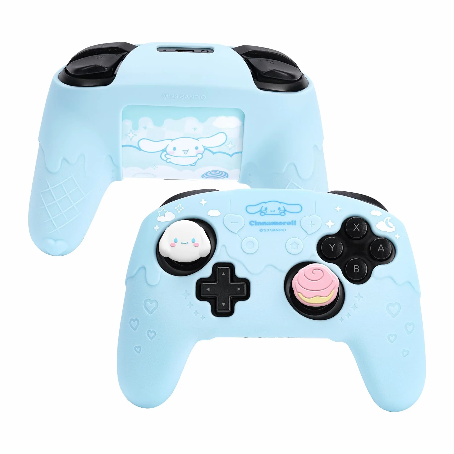 Kuitmor - Etui ochronne do kontrolera Switch Pro, miękkie silikonowe antypoślizgowe ochrona uchwytu z 2 nakładkami na kciuki i 1 naklejką