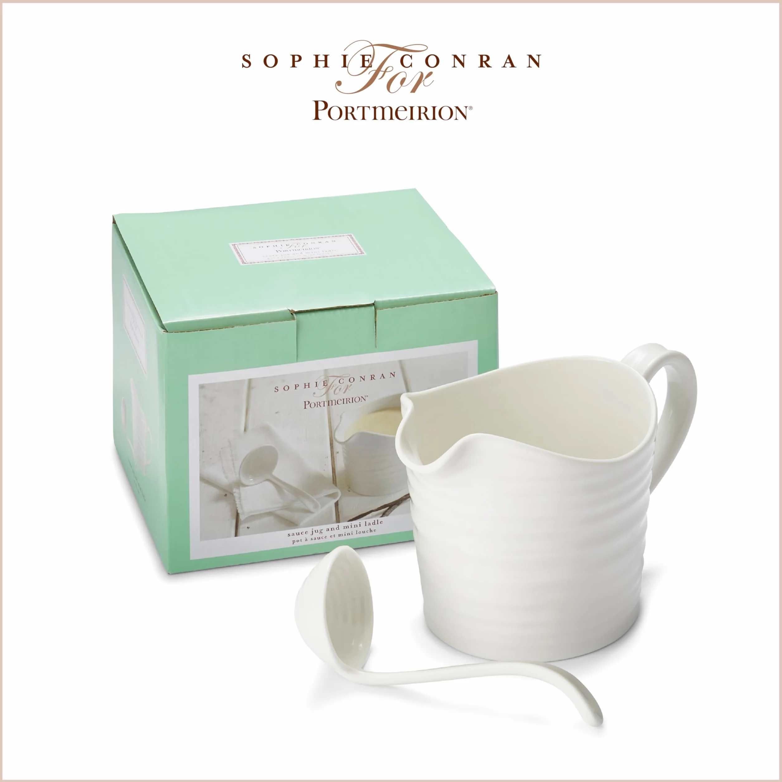 Portmeirion dzbanek na sos i mini chochla porcelana biała 18,5 x 11 x 13 cm