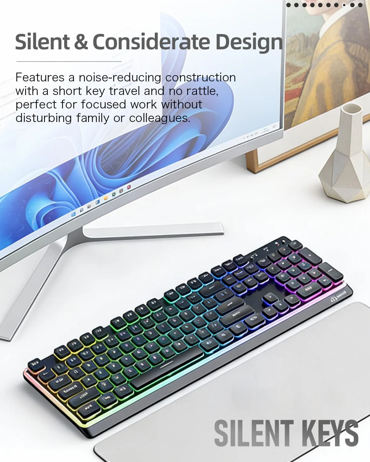 ZIYOU LANG x FREEWOLF M104 Wireless Keyboard, Triple Mode 75% Gaming Office Keyboard with RGB Backlit, 4000mAh Rechargeable, Compatible with Windows/Mac