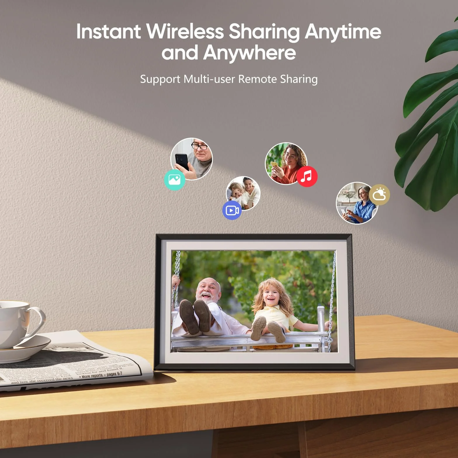 ARZOPA Cyfrowa Ramka na Zdjęcia WiFi 10,1 Cala 32 GB HD IPS Ekran dotykowy Cyfrowa ramka na zdjęcia Auto Obracanie Udostępnianie Zdjęć Filmy Muzyka przez App Frameo Kalendarz Zegar Pogoda