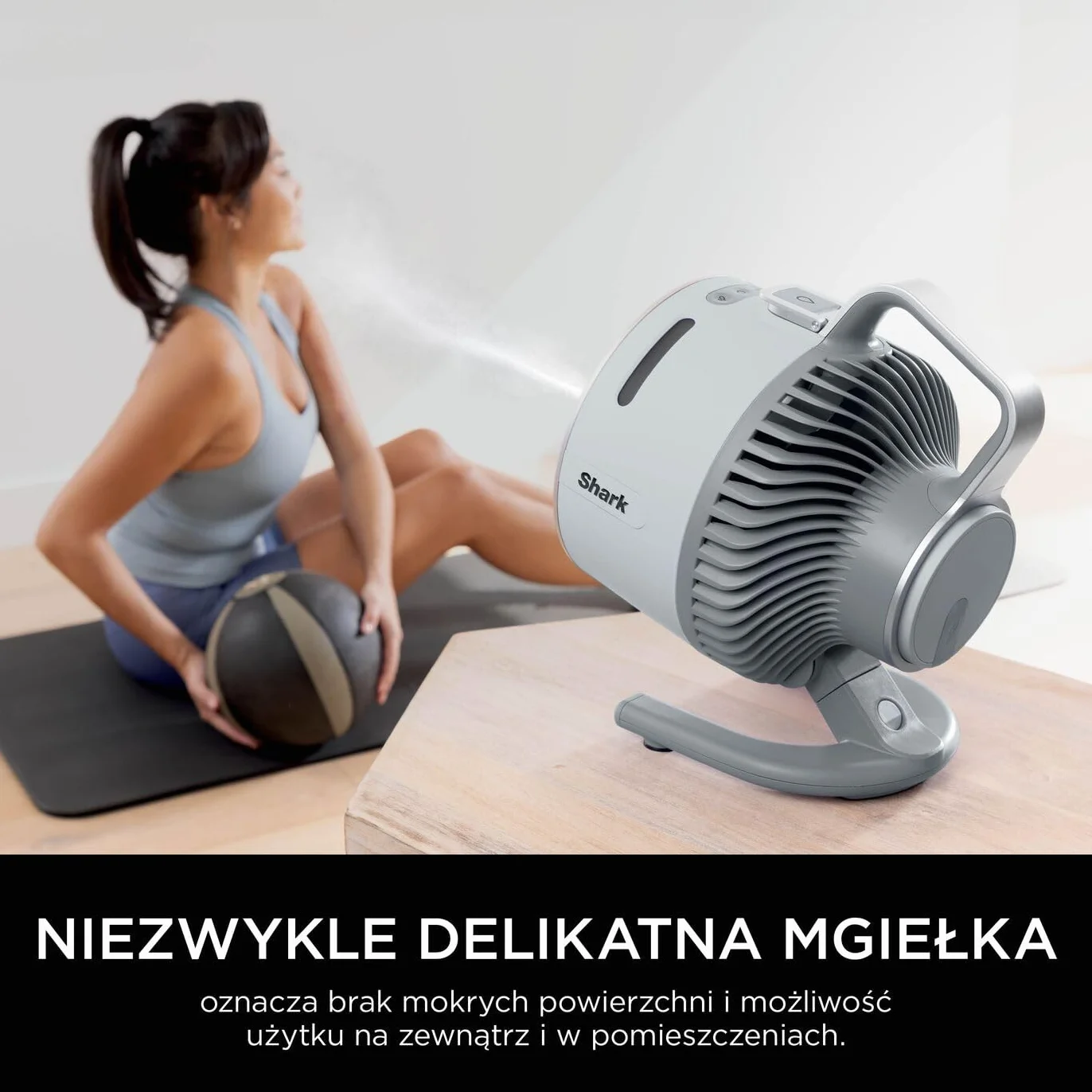 Shark FlexBreeze HydroGo – mocny wentylator przenośny z mgiełką, wewnątrz i na zewnątrz, cichy i trwały, przewodowy i bezprzewodowy, kompaktowy i lekki, 5 poziomów prędkości, Gołąb FA050EUDV