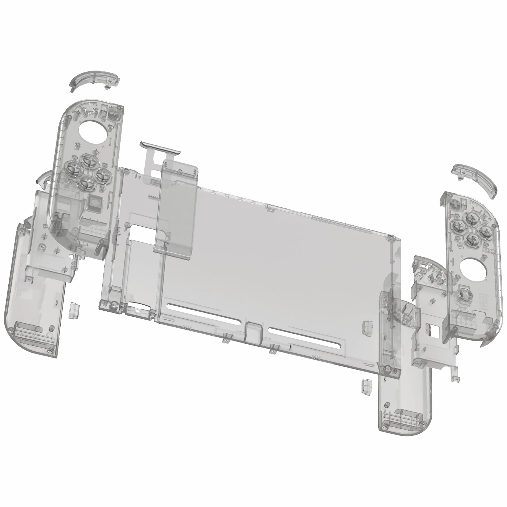 eXtremeRate Pełne etui na Switch Joycon Grip Cover Tylna obudowa Konsola Klawisze DIY Kolorowe przyciski Zamiennik Przezroczysty Czarny