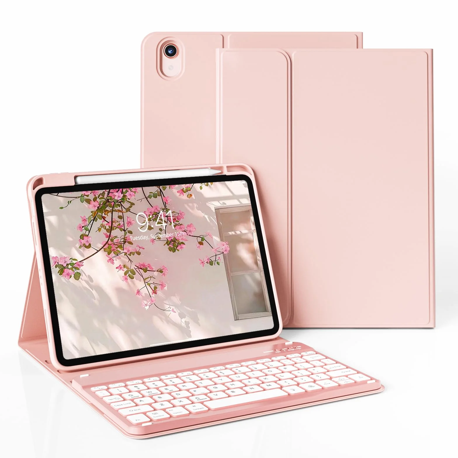 JKSML Etui na klawiaturę do iPad Air 11 cali M3/M2 (2025/2024) i iPad Air 5./4. generacji (2022/2020) 10,9 cala | tylna obudowa z TPU z uchwytem na rysik | zdejmowana klawiatura Bluetooth QWERTZ