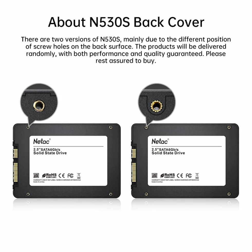 Netac Wewnętrzny dysk SSD 2TB HDD 2TB (3D NAND, SATA, 2,5 cala, wewnętrzny SSD), czarny