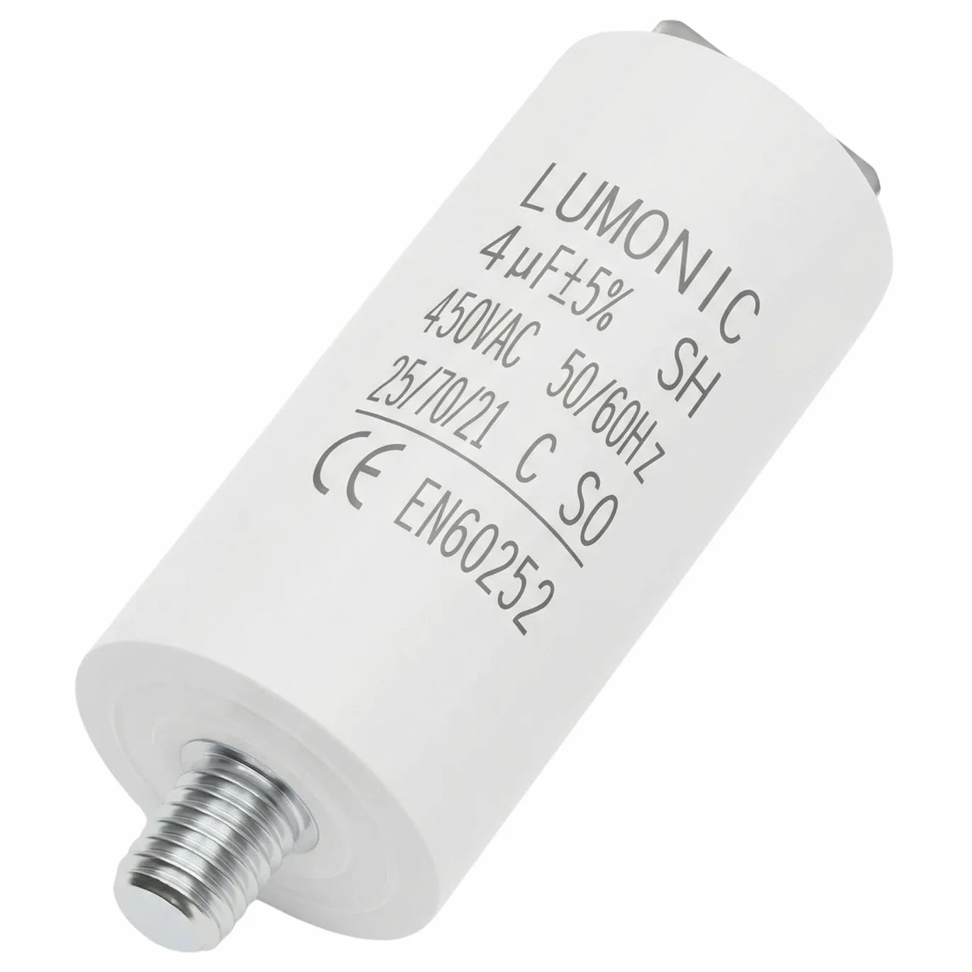 Lumonic Kondensator rozruchowy 4µF 450V | z WtyczkaX I 26x55mm I 4uF I Kondensator silnikowy z plastikowa obudowa I Kondensator operacyjny I do pomp, kosiarek, narzedzi