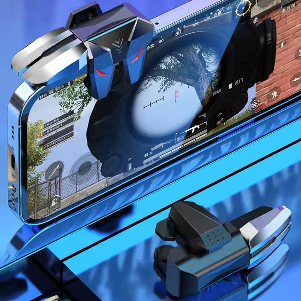 Ozkak Mobilny kontroler wyzwalacze do gier joystick gra telefon L1R1 L2R2 akcesoria do PUBG Call of Duty kompatybilny z iPhone iOS Android Smartphone