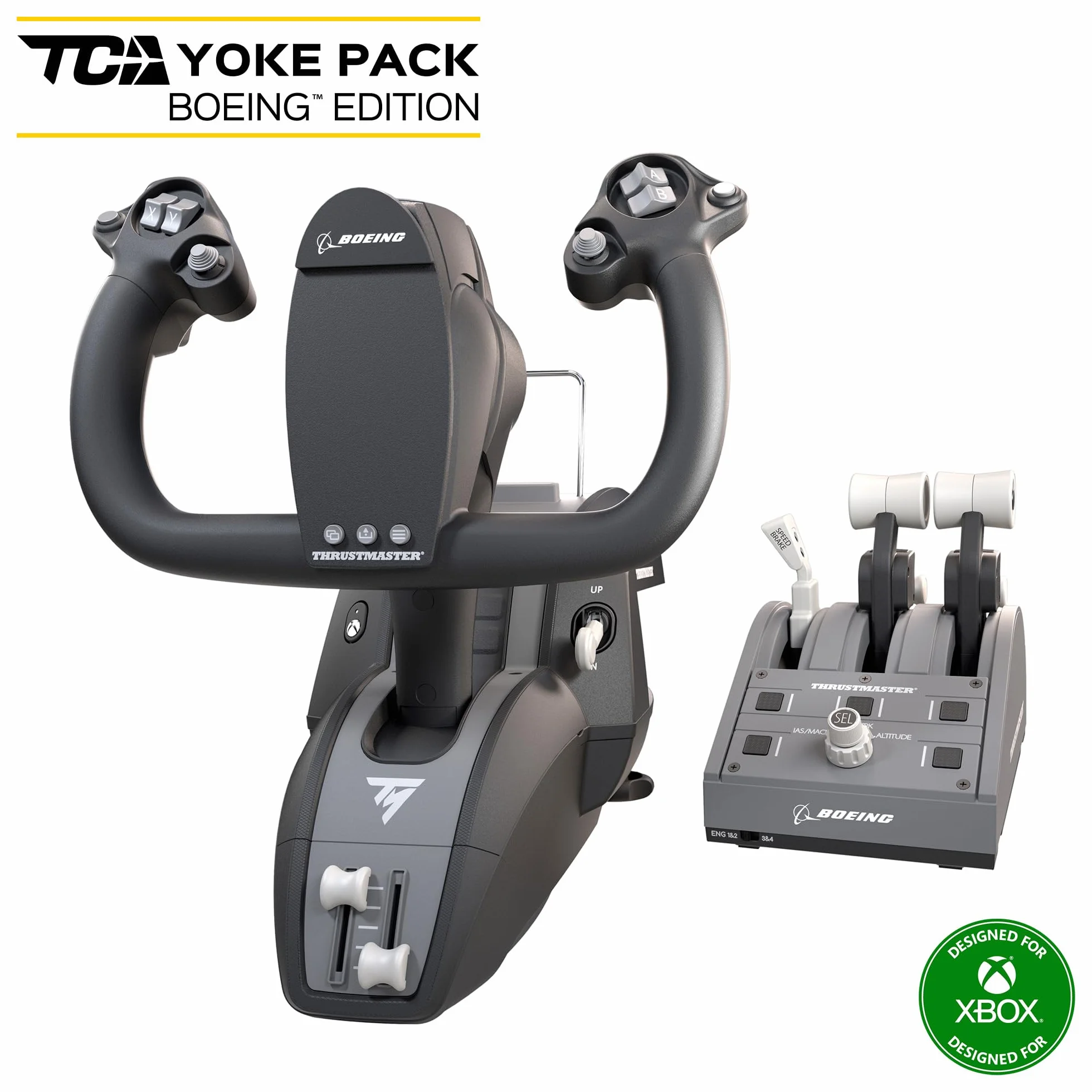 Thrustmaster TCA Yoke Pack Boeing Edition, Zestaw Wolantu i Panelu Przepustnicy, Metalowa Rama, Autopilot, Xbox i PC