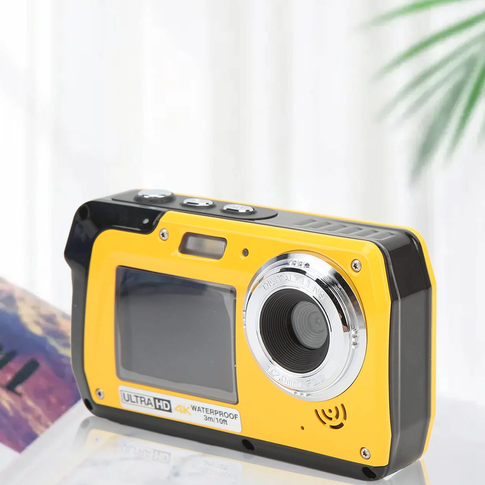 Wodoodporna Kamera Podwodna Kamera, Podwójne Ekrany 4K 56MP HD 10FT Podwodny Aparat Cyfrowy, 18-krotny Zoom Cyfrowy Podwodna Kamera Wideo do Nurkowania z rurką