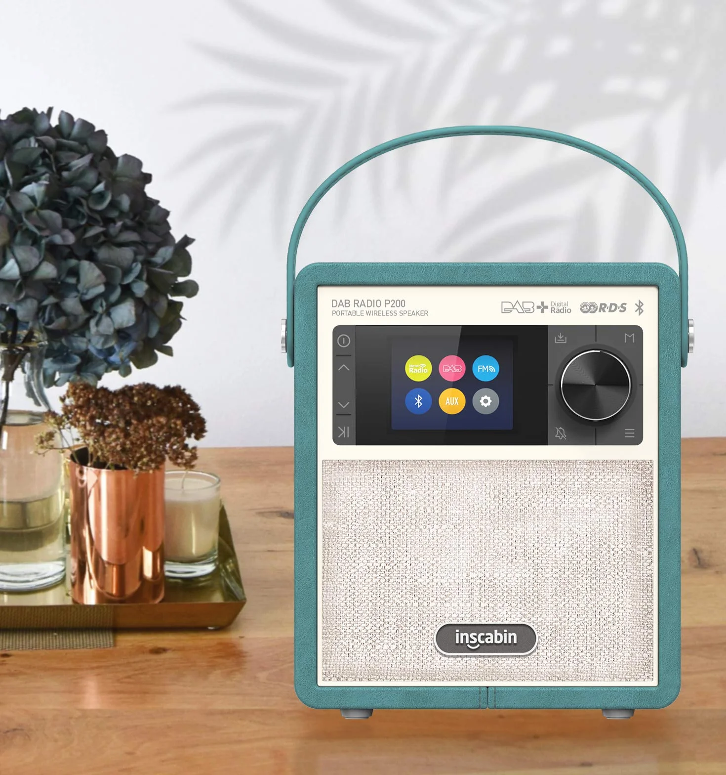 P200 Portable DAB/DAB+ FM Digital Radio- Portable Wireless Speaker with Bluetooth,Stereo Sound,Beautiful design,Dual Alarm Clock,Rechargable Battery,Subwoofer (green)