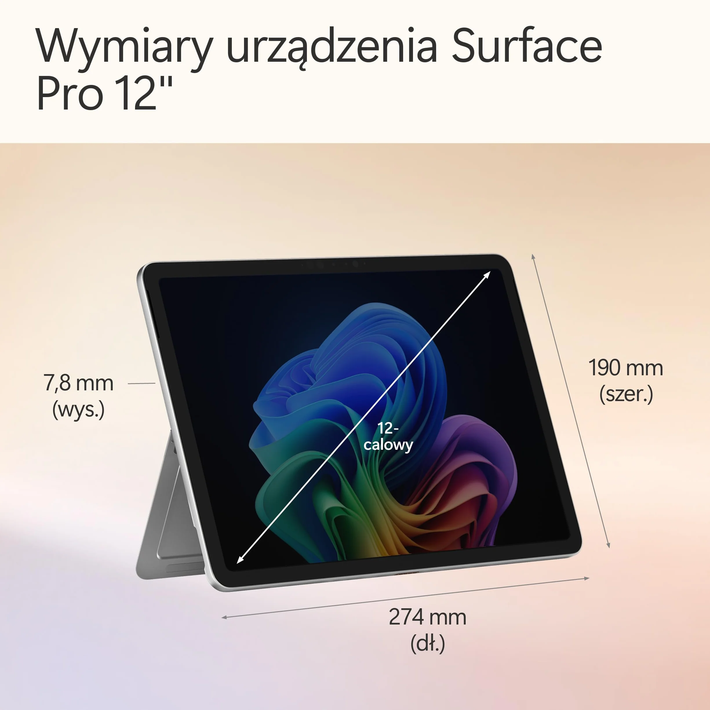 Microsoft Surface Pro | Copilot+ PC | 12-calowy ekran dotykowy LCD | Snapdragon® X Plus | 16 GB pamięci RAM | 512 GB SSD | Najnowszy model, 1. edycja | Platyna