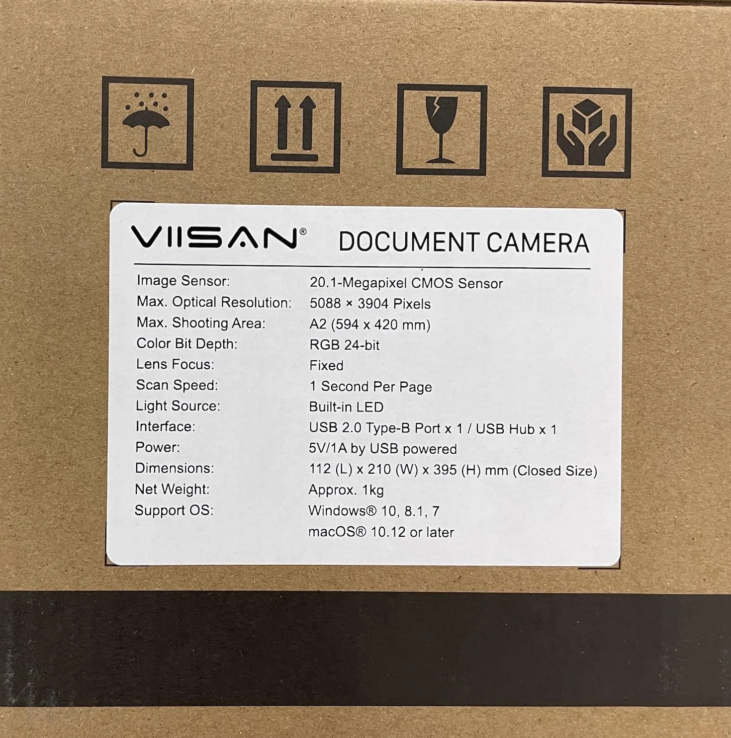 VIISAN S21 A2 Skaner napowietrzny, 23 MP i 600 dpi, automatyczna korekta strony, OCR w ponad 130 językach, światło LED, idealny do archiwizacji, szkoły i biura