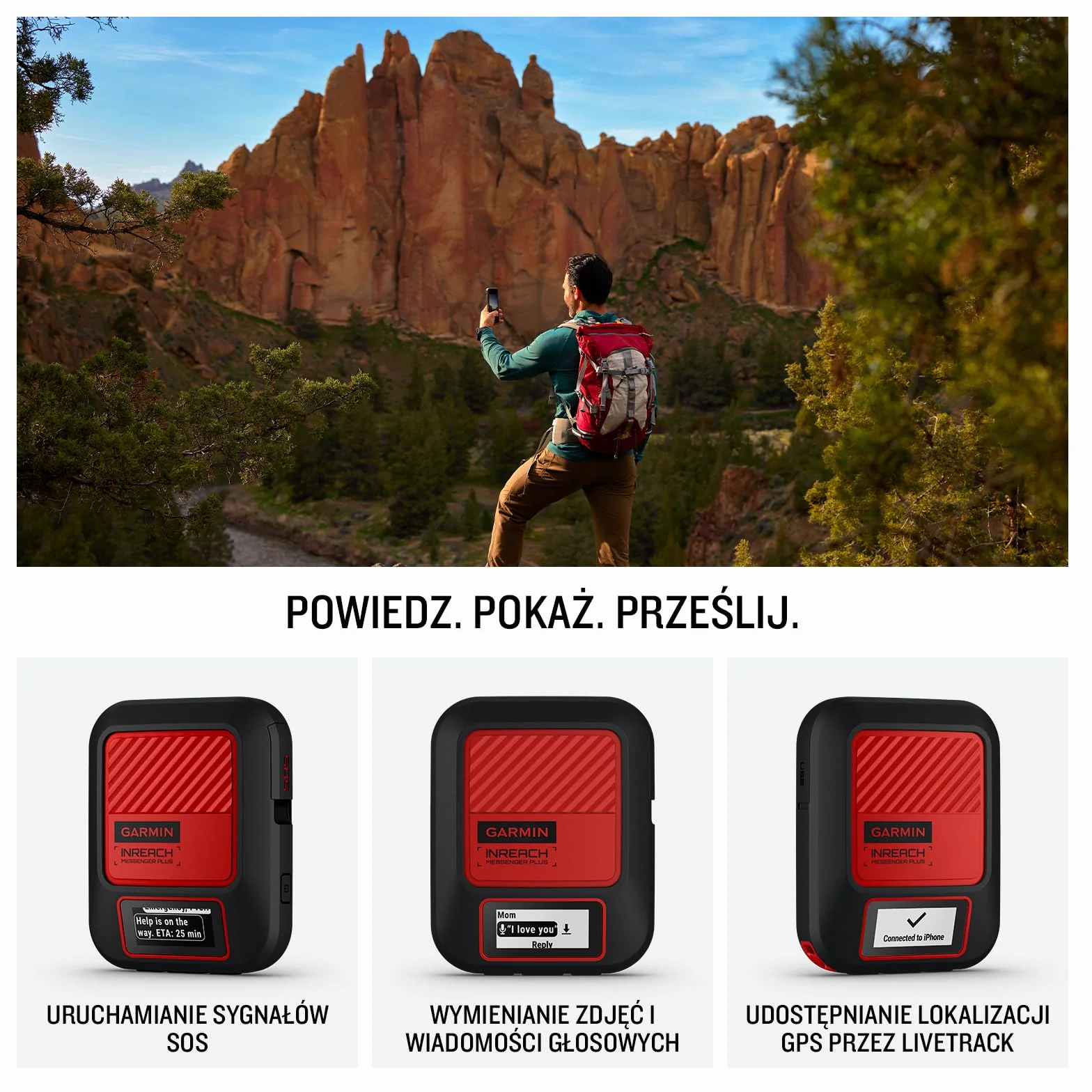 Garmin inReach Messenger Plus Kompaktowy Komunikator Satelitarny z Obsługą Wiadomości Multimedialnych Czerwony