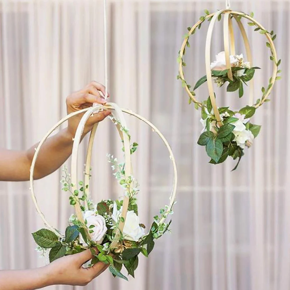 Gukasxi 12 sztuk 4 rozmiarów (15 cm/20 cm/25 cm/30 cm) wieńce, drewniane bambusowe kwiatowe obręcze, duże makramy, rękodzieło, do samodzielnego wykonania łapacza snów, wieńca ślubnego i rękodzieła