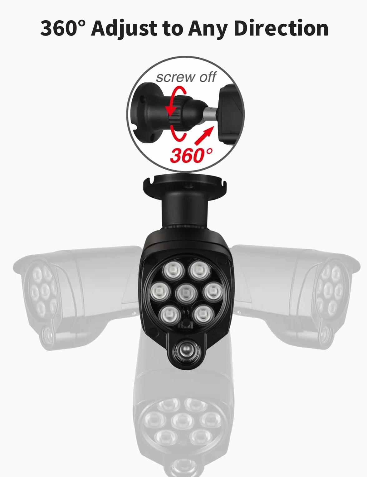 Lonnky 8-LED Oświetlacz Podczerwieni do Kamer IP, CCTV i VR (Quest, Quest 2, Quest 3, VR2 Playstation, PS5 VR2), 90° Widzenie Nocne, 30M Światło IR, Zawiera Zasilacz 12V 1A - Czarny