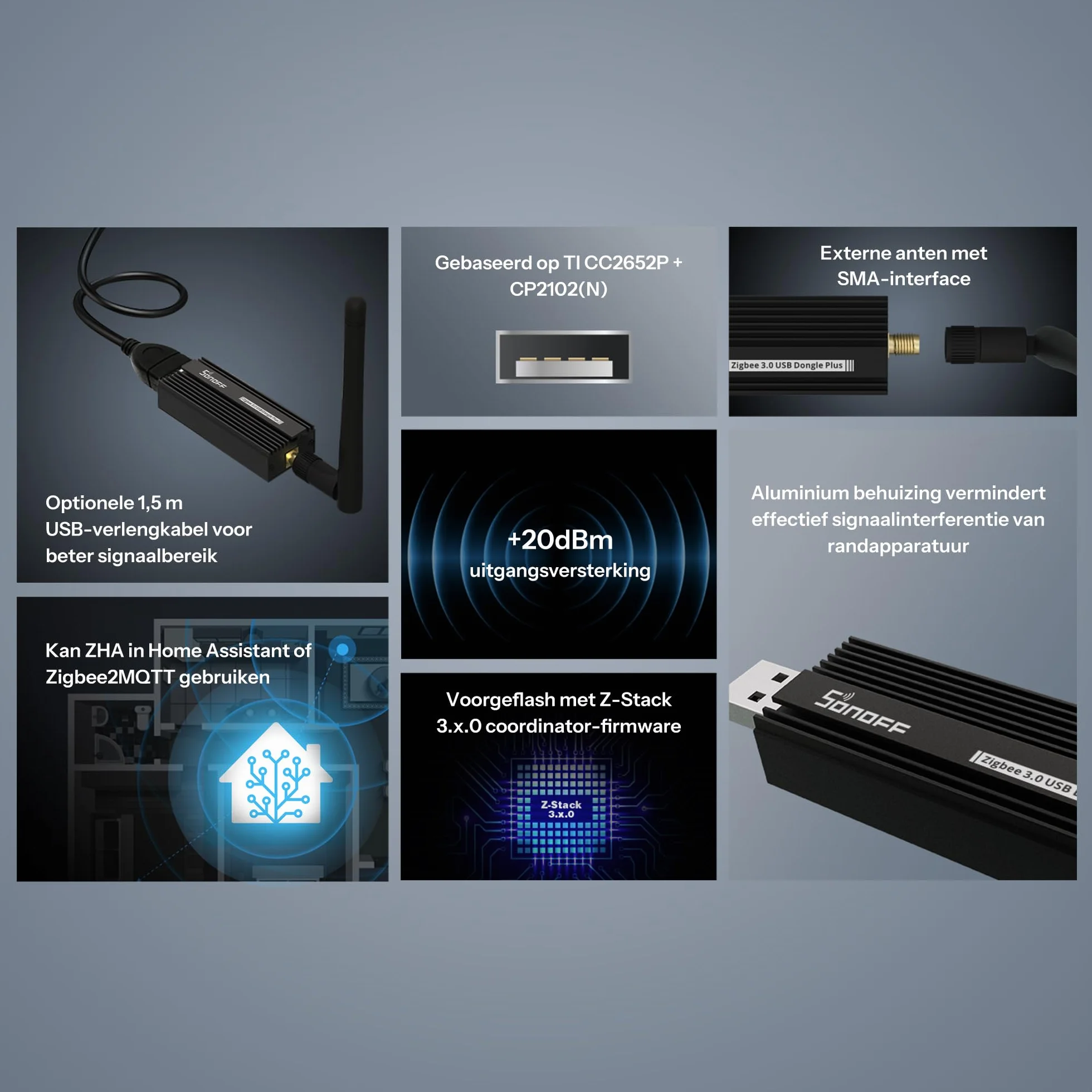 SONOFF Dongle USB Zigbee plus 3.0 SMA interfejs anteny zewnętrznej Uniwersalna bramka, preinstalowana z firmware Z-Stack 3.x.0 koordynacja firmware dla asystenta domowego lub Zigbee2MQTT