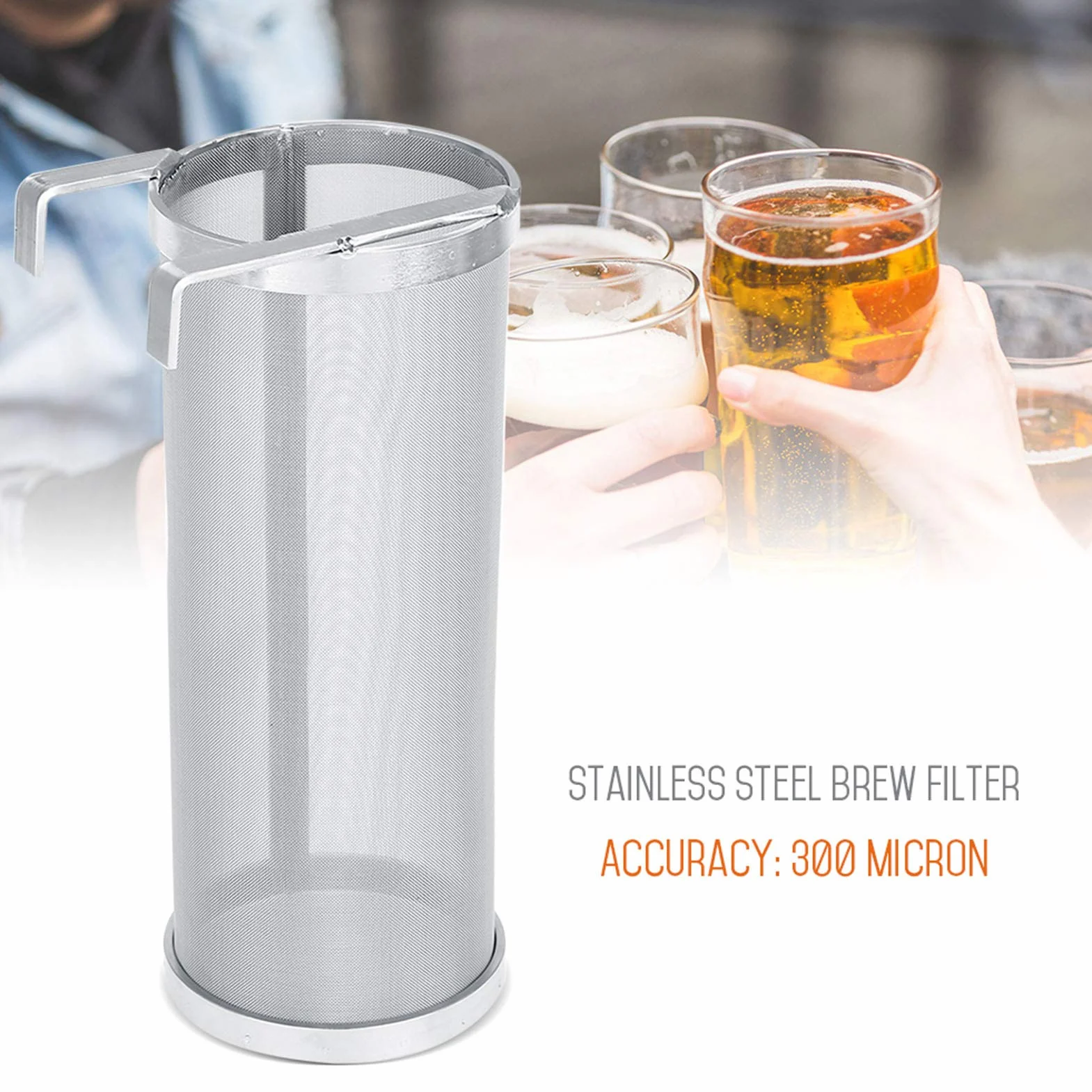 300 Micron Hop Spider Beer Filter Filtr do Piwa ze Stali Nierdzewnej Sitko Domowy Napar do Piwa Chmielowy Filtr Siatkowy z Hakiem(10 * 25.5cm)