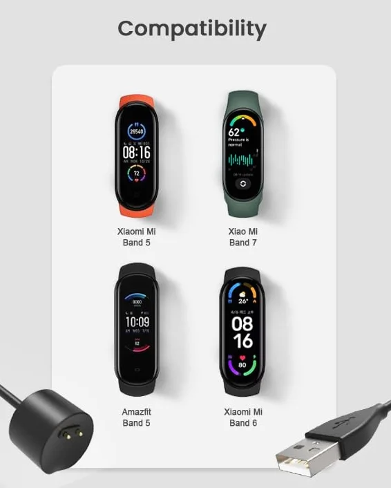 Magnetyczny kabel do ładowania Xiaomi Mi Band 7/6/5, Amazfit Band 5, ładowarka USB do zegarka